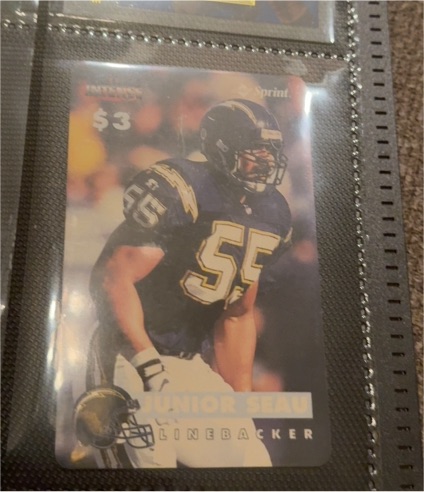 1996 Pro Line Intense $3 Sprint Phone Card #16 Junior Seau — front