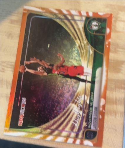 2025-26 Topps NBA Hoops #263 Jayson Tatum Highlights Orange Parallel — front