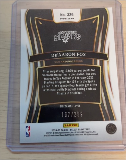2024-25 Panini Select #336 De'Aaron Fox — front