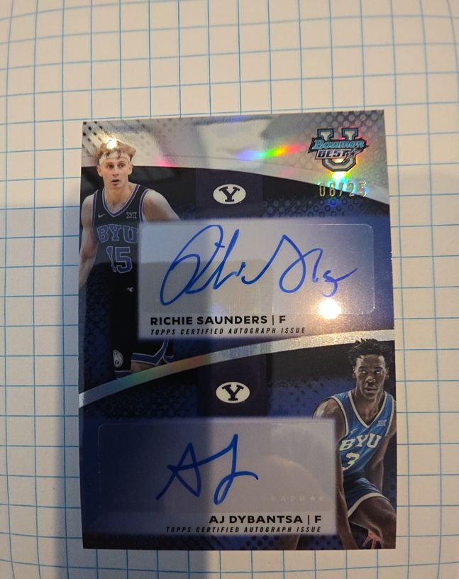 2025 Bowman U Best #BA-RS Richie Saunders & AJ Dybantsa Dual Rookie Auto — front