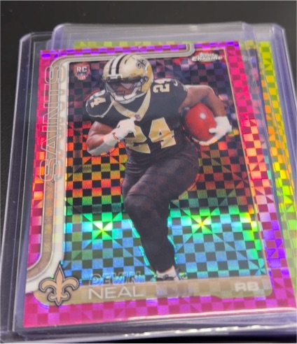 2025 Topps Chrome #391 Devin Neal Pink X-Fractor Rookie — front