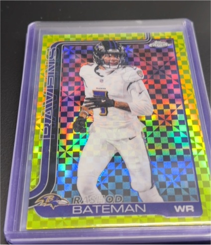 2025 Topps Chrome #21 Rashod Bateman Lime Green X-Fractor — front