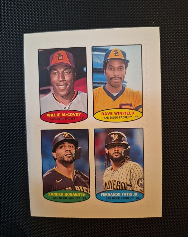 2023 Topps Heritage #74S-74 Willie McCovey Dave Winfield Xander Bogaerts Fernando Tatis Jr. — front