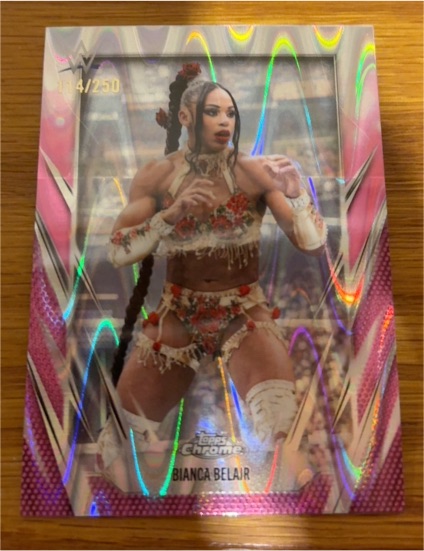 2026 Topps Chrome WWE #33 Bianca Belair Pink Refractor — front