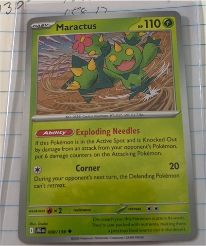 2025 Pokemon Journey Together #008 Maractus — front
