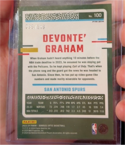 2023-24 Panini Donruss Optic #100 Devonte' Graham — front