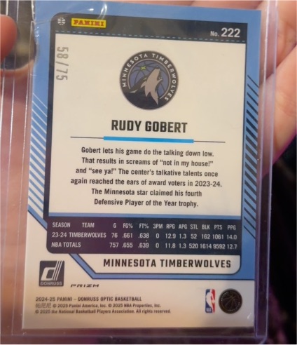2024-25 Panini Donruss Optic #222 Rudy Gobert — front