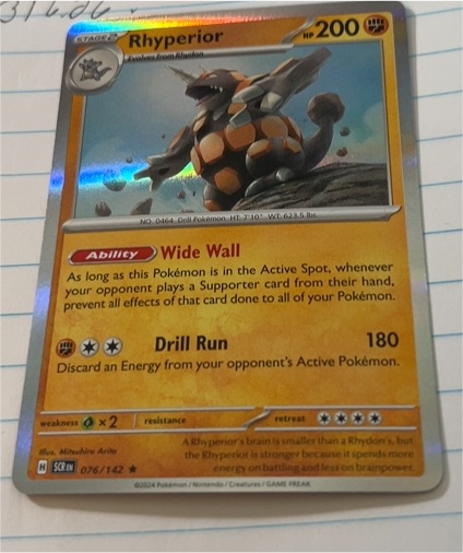 2024 Pokémon Sv07: Stellar Crown #076 Rhyperior — front