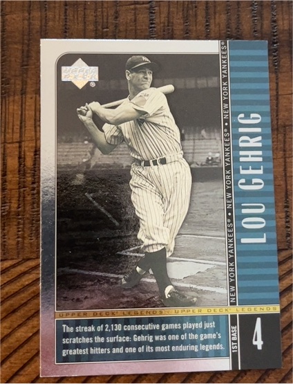 2000 Upper Deck Legends #86 Lou Gehrig — front