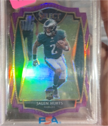 2020 Panini Select #150 Jalen Hurts Premier Level Purple Die Cut Rookie Eagles — front