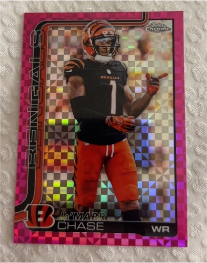 2025 Topps Chrome #58 Ja'Marr Chase Hot Pink X-Fractor — front