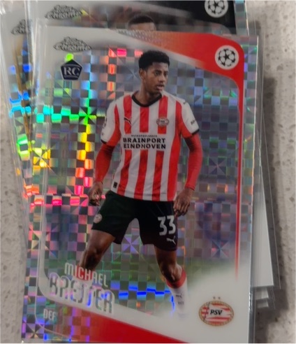 2025-26 Topps Chrome UEFA #146 Michael Bresser Rookie X-Fractor PSV Eindhoven — front