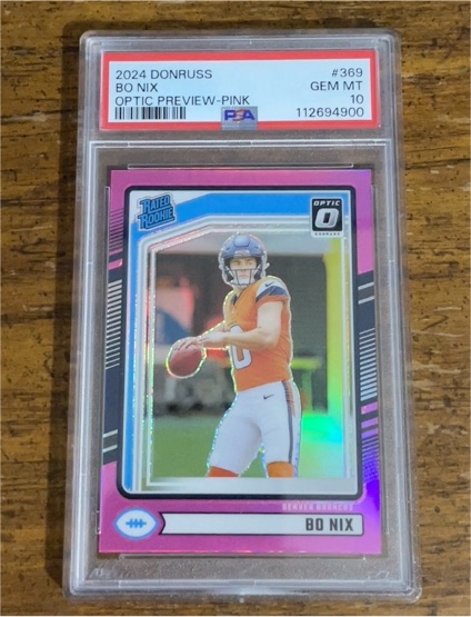 2024 Panini Donruss #369 Bo Nix Optic Preview Pink — front
