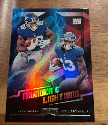 2018 Panini Playoff #4 Odell Beckham Jr. / Evan Engram Thunder & Lightning — front