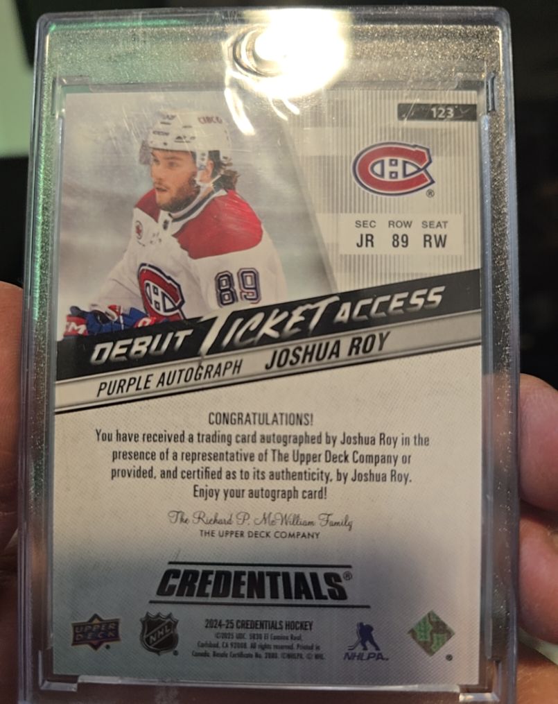 2024-25 Upper Deck Credentials #123 Joshua Roy — front