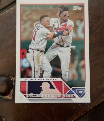2023 Topps Update #US143 Atlanta Bats Awaken (Orlando Arcia / Ronald Acuña Jr.) Atlanta Braves — front