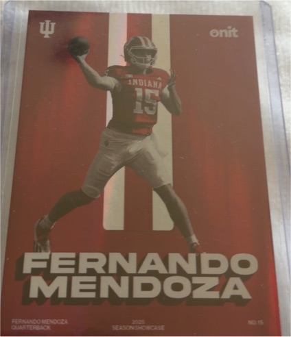 2025 Onit #R-1 Fernando Mendoza Indiana Hoosiers Season Showcase — front