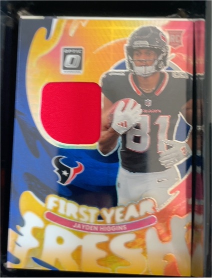 2025 Panini Donruss Optic #FYFBH-JHS Jayden Higgins First Year Fresh Patch — front