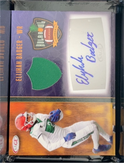 2025 Sage #HBSA-EB Elijah Badger Hula Bowl Autograph Patch — front