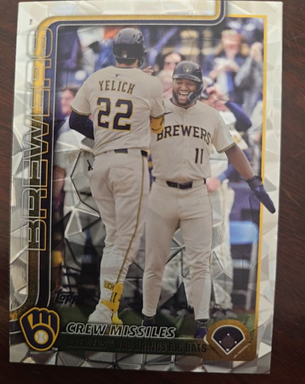 2025 Topps Update #US233 Christian Yelich Jackson Chourio Crew Missiles — front