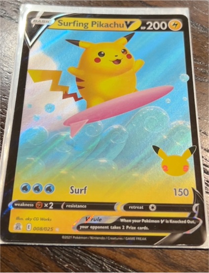 2021 Pokémon Celebrations #008 Surfing Pikachu V — front