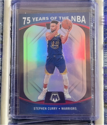 2021-22 Panini Mosaic #76 Stephen Curry 75 Years of the NBA — front