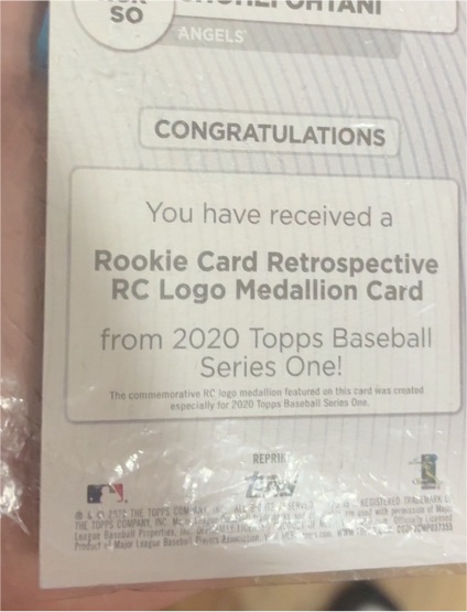2020 Topps Baseball Series One Rookie Card Retrospective RC Logo Medallion Card — front