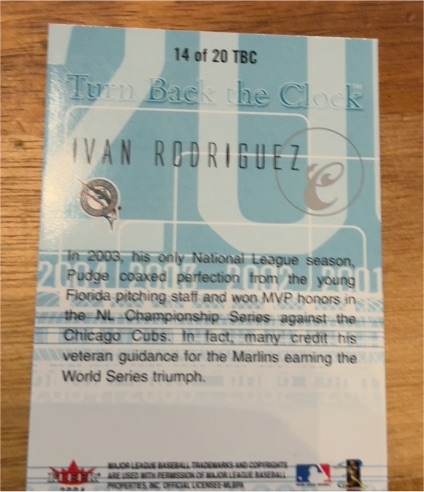 2004 Fleer Ultra Turn Back the Clock #14 Ivan Rodriguez — front