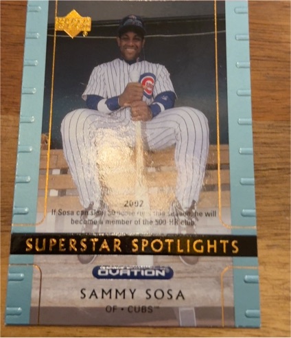 2002 Upper Deck Ovation #108 Sammy Sosa Superstar Spotlights — front