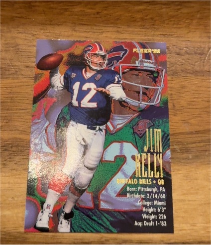 1995 Fleer Fact Shell #4 Jim Kelly — front