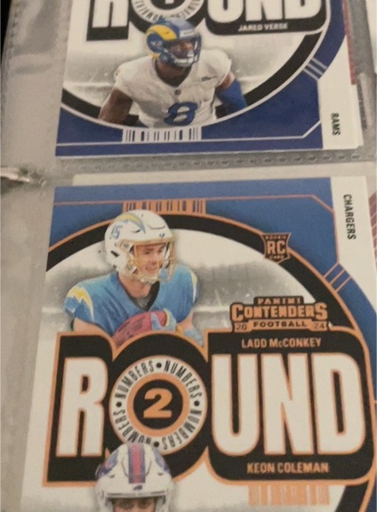 2024 Panini Contenders Round Numbers #9 Ladd McConkey, Keon Coleman — front