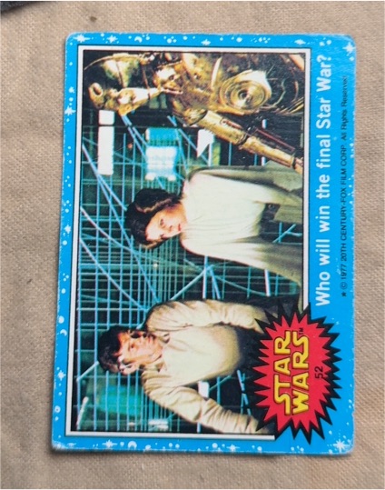 1977 Topps Star Wars Blue Series 1 #52 Who will win the final Star War? — front