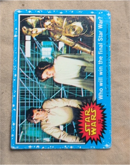1977 Topps Star Wars Blue Series #52 Who will win the final Star War? — front
