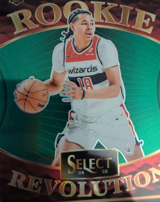 2024-25 Panini Select #23 Kyshawn George Rookie Revolution Green Prizm Wizards — front