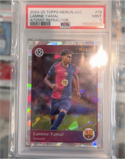 2024-25 Topps Merlin UCC #19 Lamine Yamal Atomic Refractor — front