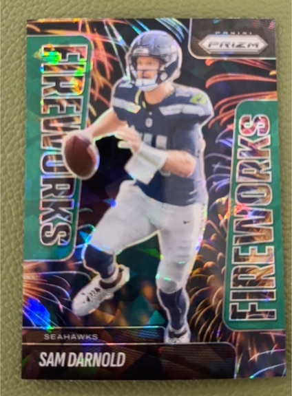 2025 Panini Prizm #3 Sam Darnold Fireworks Seattle Seahawks — front