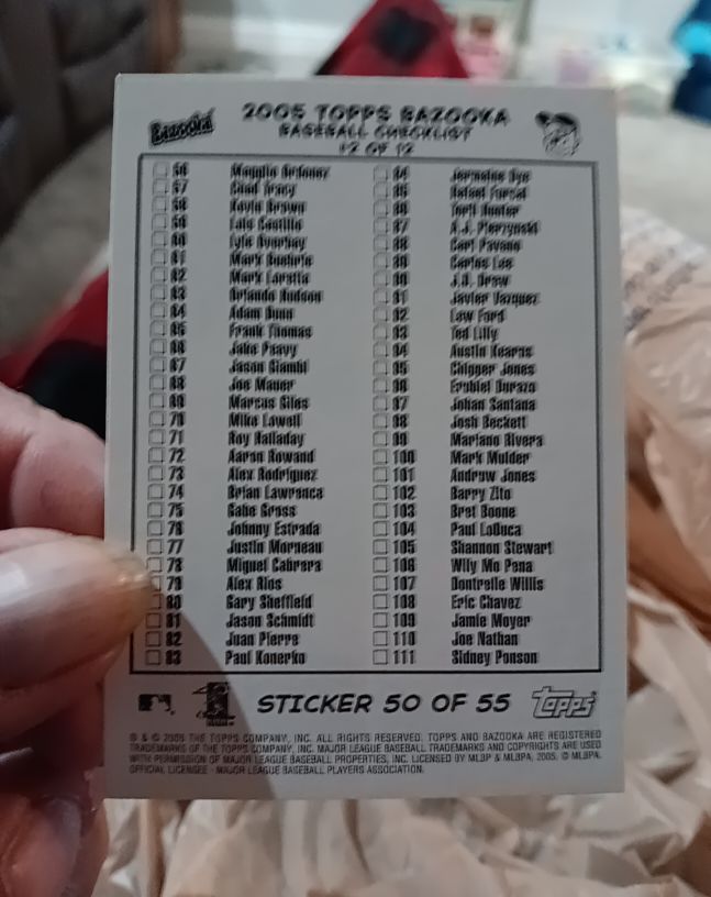 2003 Topps Bazooka #50 Baseball Checklist — front