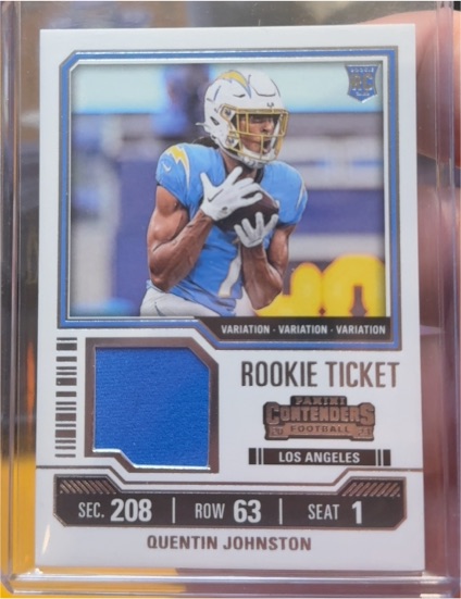 2023 Panini Contenders #TS27V Quentin Johnston Rookie Ticket Variation — front