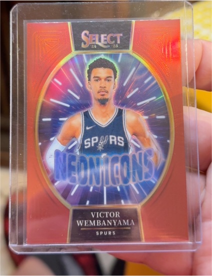 2024-25 Panini Select #23 Victor Wembanyama Neon Icons Red Prizm — front