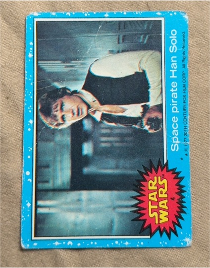1977 Topps Star Wars Blue Series #4 Space Pirate Han Solo — front