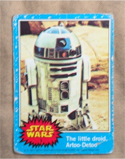 1977 Topps Star Wars Blue Series 1 #3 R2-D2 The little droid, Artoo-Detoo — front