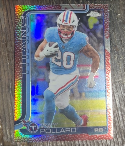 2025 Topps Chrome #290 Tony Pollard Football Leather Refractor — front