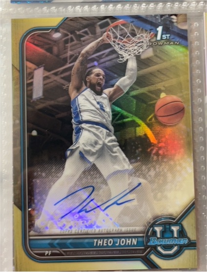 2022 Bowman University 1st #BCPA-TJO Theo John — front
