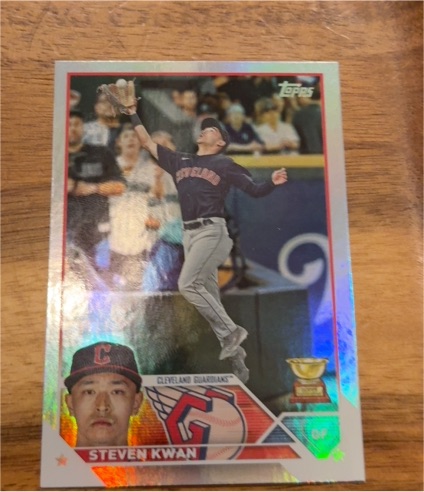 2023 Topps Chrome #107 Steven Kwan Rookie Cup Refractor Cleveland Guardians — front