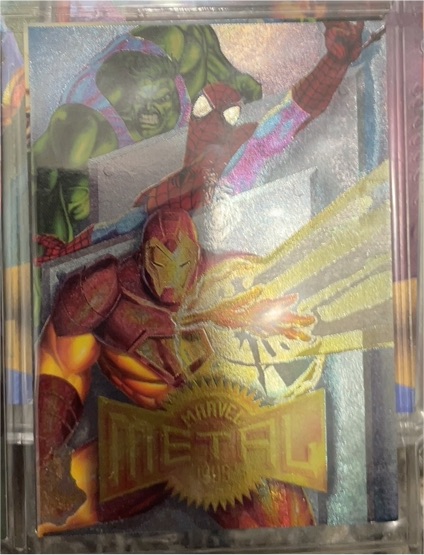 1995 Fleer Marvel Metal #138 Checklist Spider-Man Iron Man Hulk — front