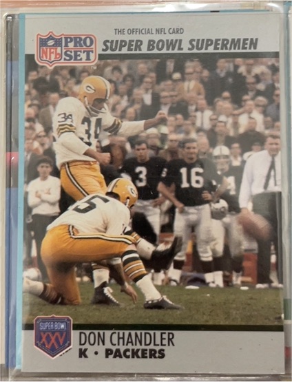 1990 Pro Set Super Bowl Supermen #121 Don Chandler — front