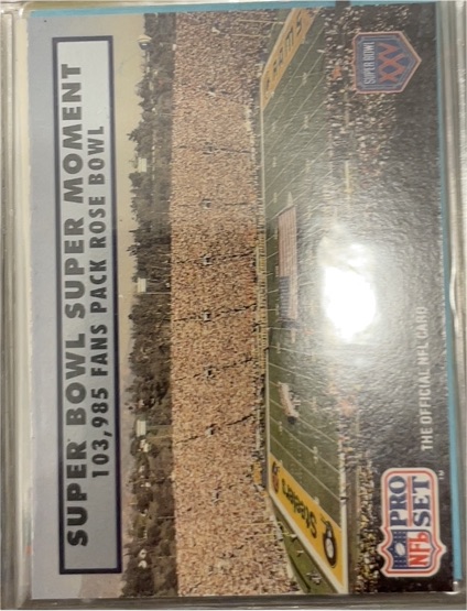 1990 Pro Set Super Bowl Moment #145 103,985 Fans Pack Rose Bowl — front