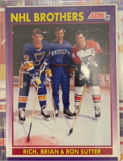 1991-92 Score #378 Rich, Brian & Ron Sutter NHL Brothers — front