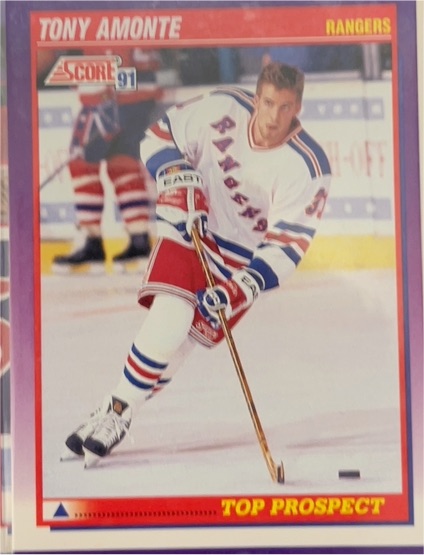 1991-92 Score #288 Tony Amonte Top Prospect Rookie New York Rangers — front