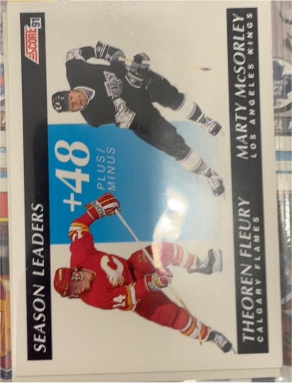 1991 Score #407 Theoren Fleury / Marty McSorley — front